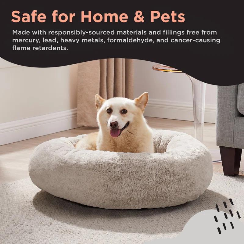 Best Friends By Sheri Best Friends by Sheri SnuggleSoft Faux Fur Memory Foam Calming Donut Bed