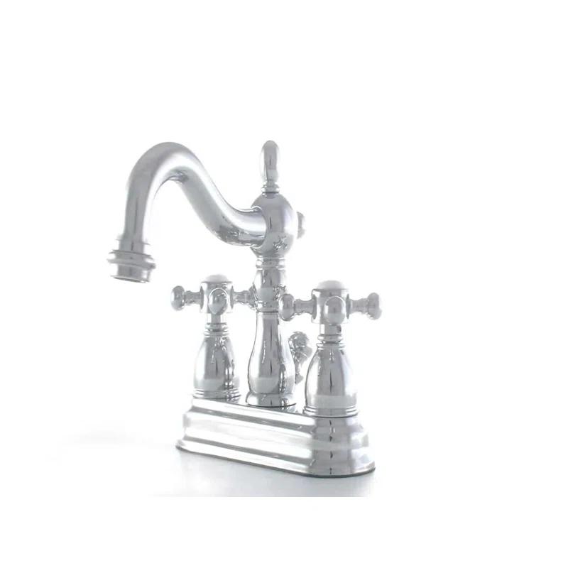 Kingston Brass Heritage Two-Handle 3-Hole Deck Mount 4" Centerset Bathroom Faucet with Plastic Pop-Up