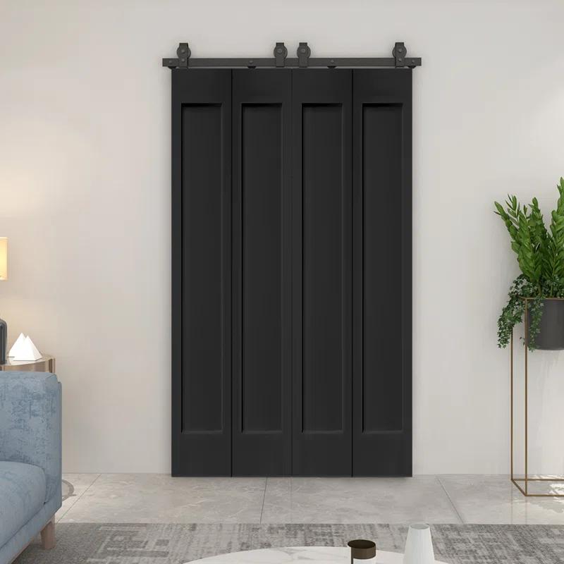 Calhome Paneled MDF Composite Double Bifold Barn Doors with Installation Hardware Kit