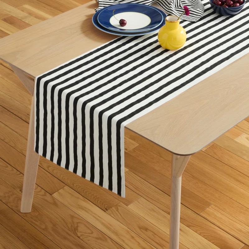 kate spade new york KATE SPADE NEW YORK Hand Painted Shirting Stripe Table Runner 15"x72" Silver/White