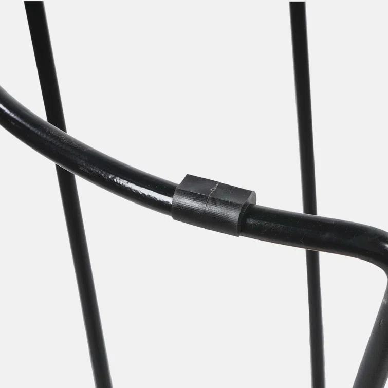 The Urban Port 24 Inch Mango Wood Industrial Counter Height Stool, Saddle Seat, Iron, Set of 2, Brown, Black