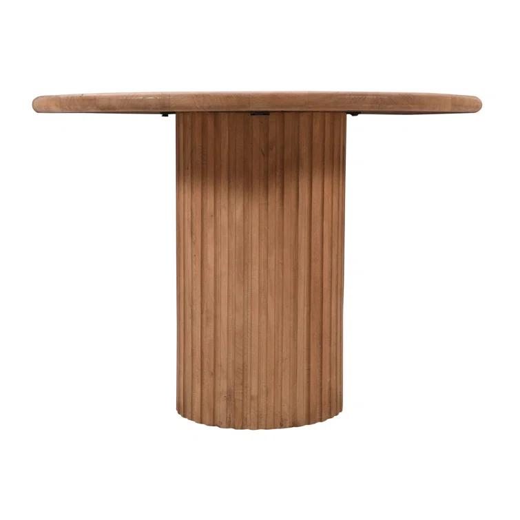 Wade Logan® Chellapah Solid Wood 84" Mid-Century Modern Fluted Double Pedestal Dining Table