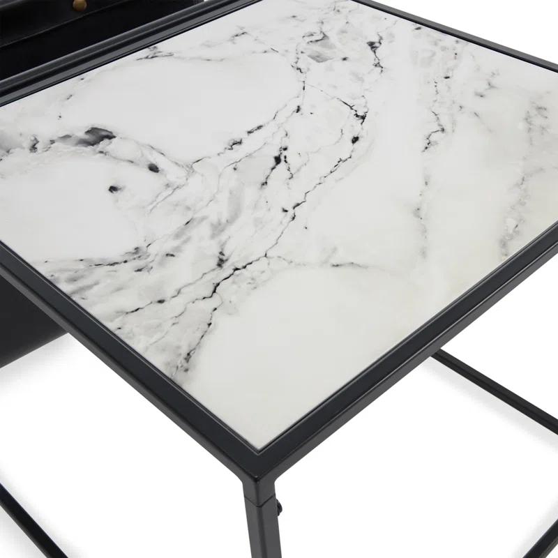ClickDecor Wilson Modern Accent Side Table with Marble Top