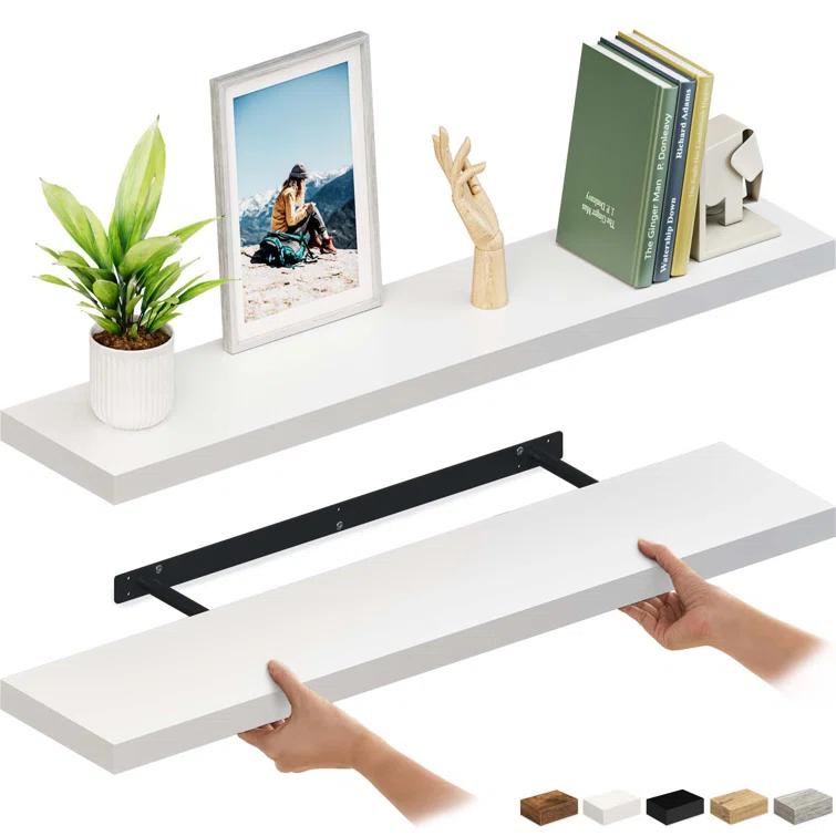 Ballucci Miami 48" W x 8" D Floating Shelves Set with Invisible Wall Mount Brackets (Set of 2)