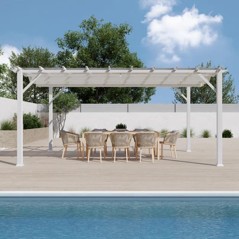 Paragon-Outdoor Florence  Aluminum Pergola in Powder-Coated Finish with Adjustable Canopy