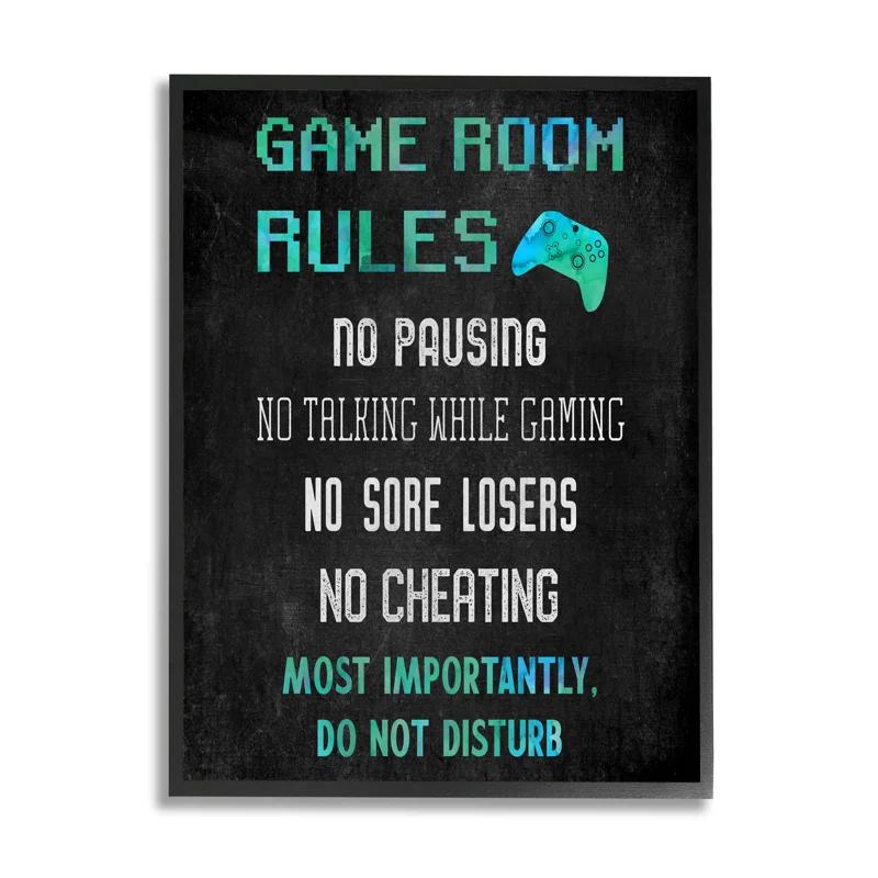 Stupell Industries Vintage Game Room Rules Single Picture Frame Print on Canvas