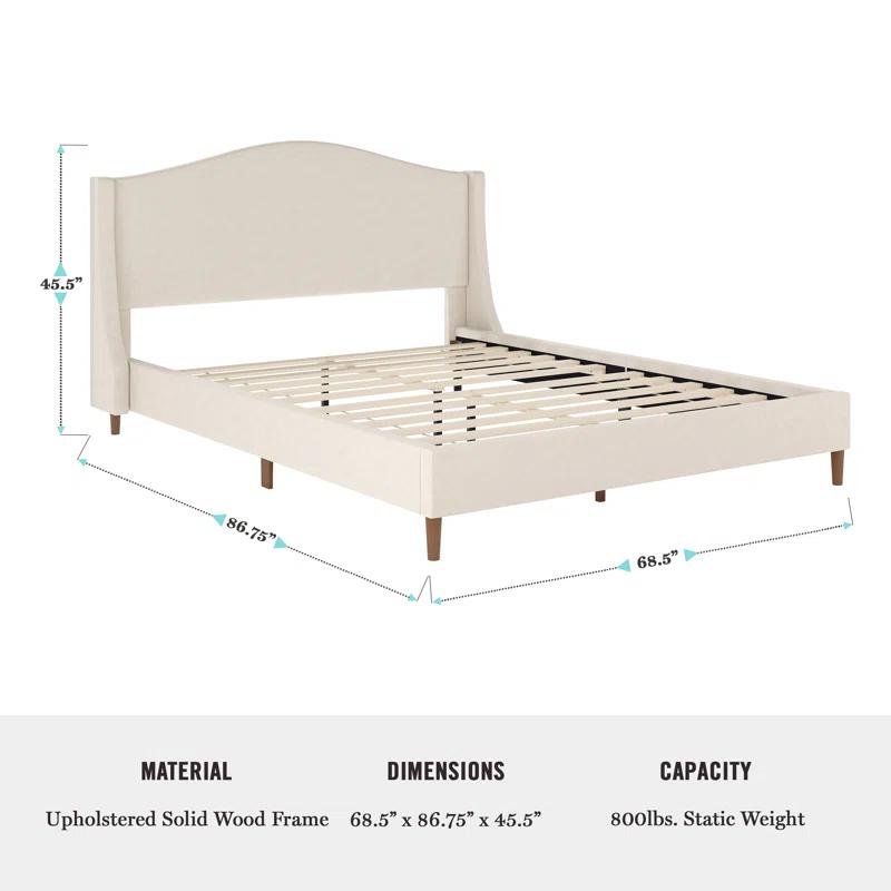 Martha Stewart Amelia Upholstered Platform Bed With Curved Headboard