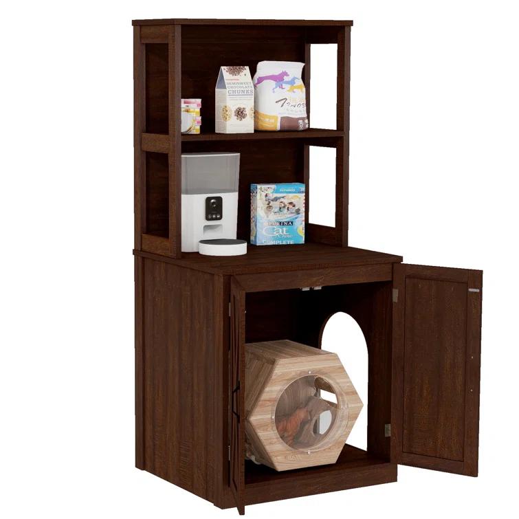 Archie & Oscar™ Alida Large Cat Litter Box Enclosure With Shelves And Doors, Hidden Litter Box Furniture