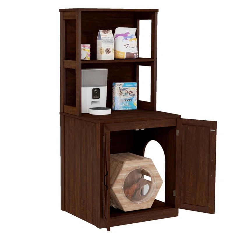 Archie & Oscar™ Alida Large Cat Litter Box Enclosure With Shelves And Doors, Hidden Litter Box Furniture