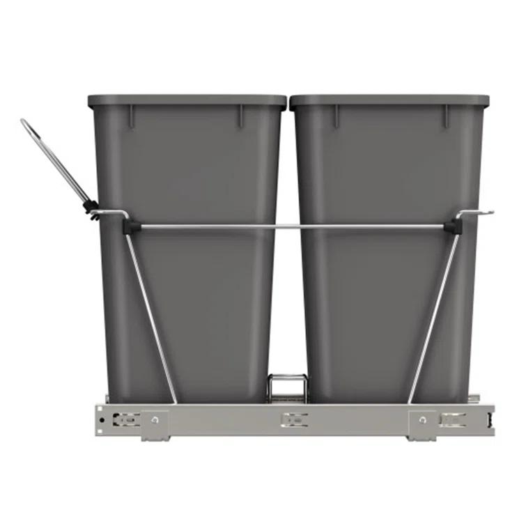 Rev-A-Shelf Double Pull Out Trash Can 27 Qt for Kitchen