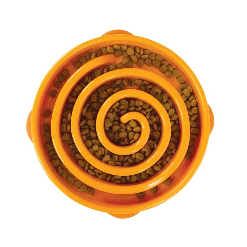 Outward Hound Outward Hound Fun Feeder Bowl, Slow Feeder Dog Bowl, Large, Orange
