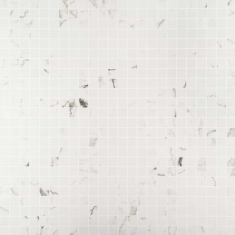 Saroshi Statuario Venato 11.81 in. x 11.81 in. Matte Porcelain Floor and Wall Mosaic Tile (0.96 sq. ft./Each)