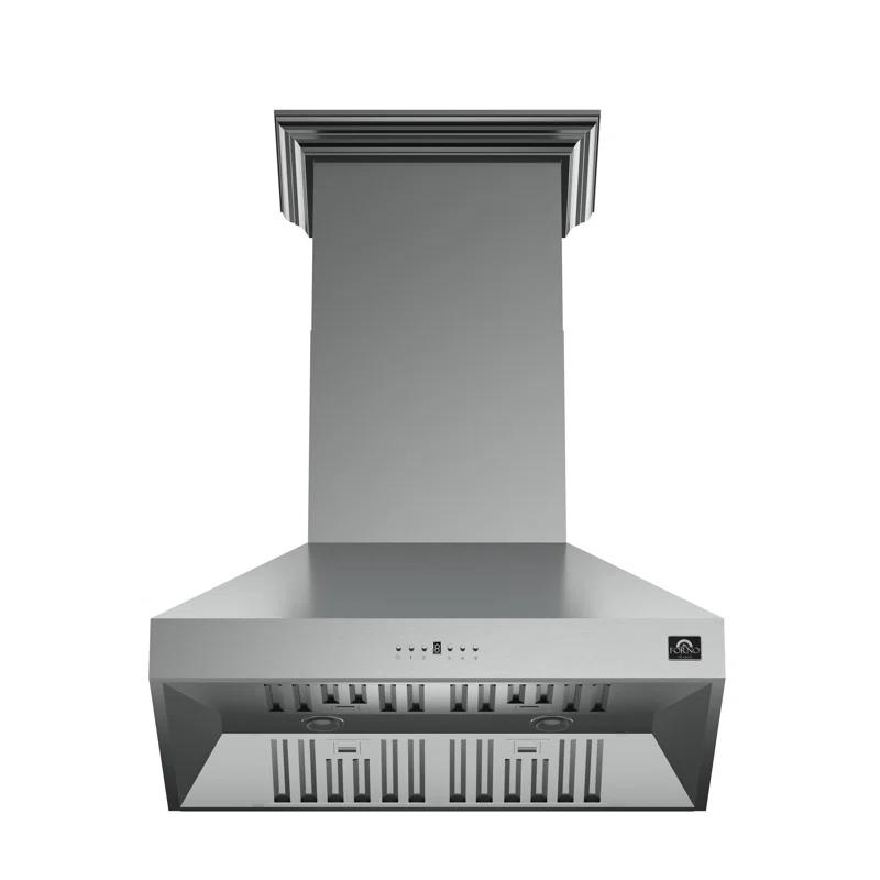 Forno Orvieto 36-inch Wall Mount Range Hood, 1200 CFM Double Motor, 4 Speed Control, All Stainless Steel