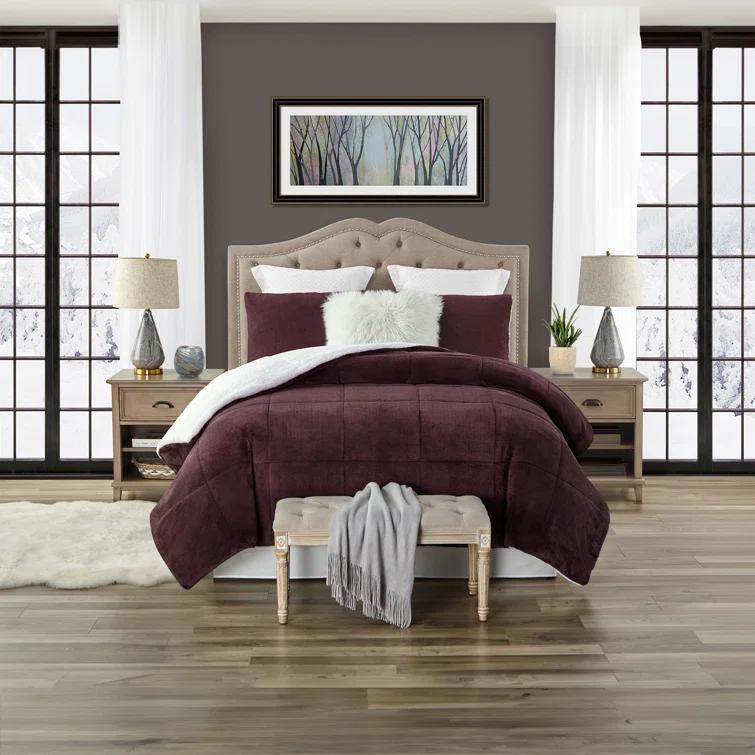 Swift Home Ultra Plush Reversible Faux Fur and Sherpa 3-Piece Comforter Set