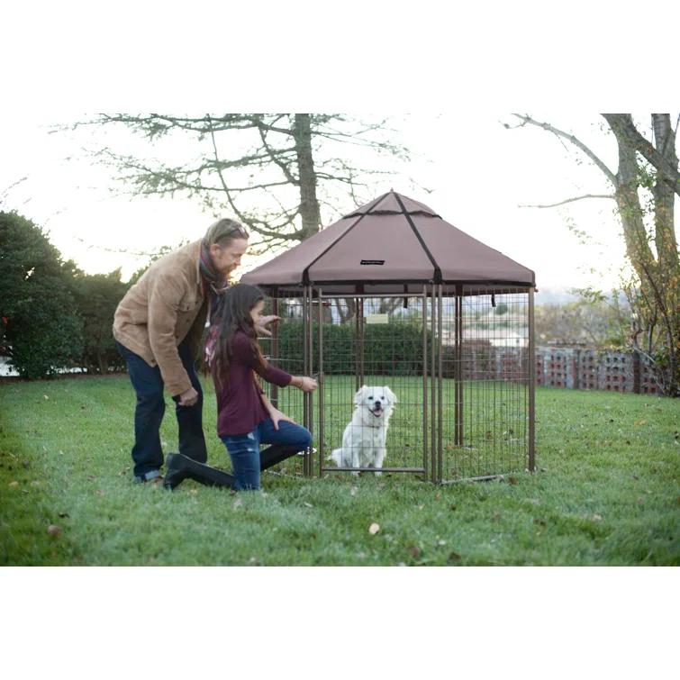 PET GAZEBO Pet Gazebo Dog Kennel Play Pen with Market Top Canopy