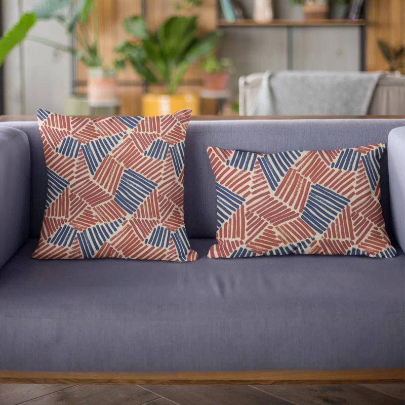 Plutus Brands Sketch Geometric Cotton Reversible Throw Pillow