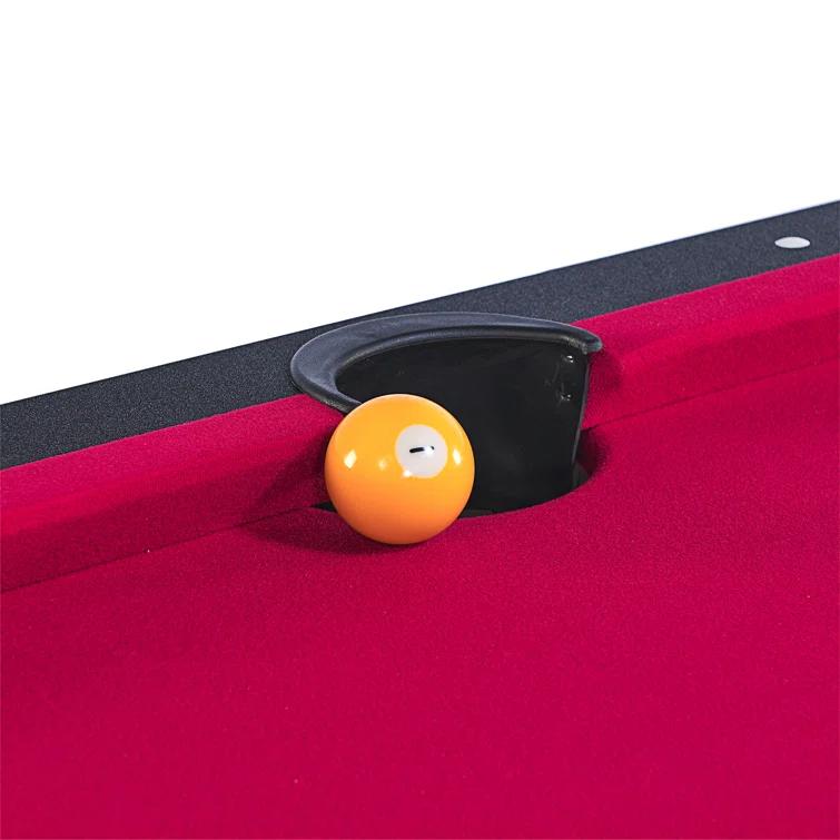ALPHANEO 6-Ft Pool Table With Table Tennis Top - Black With Red Felt