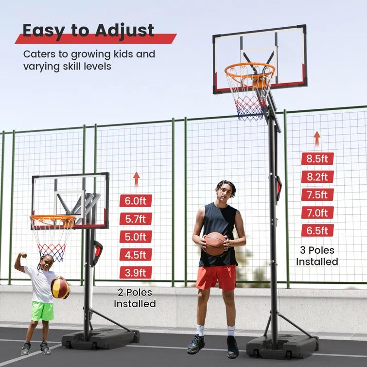 Dayago Adjustable Heights  33" W Portable Basketball Hoop