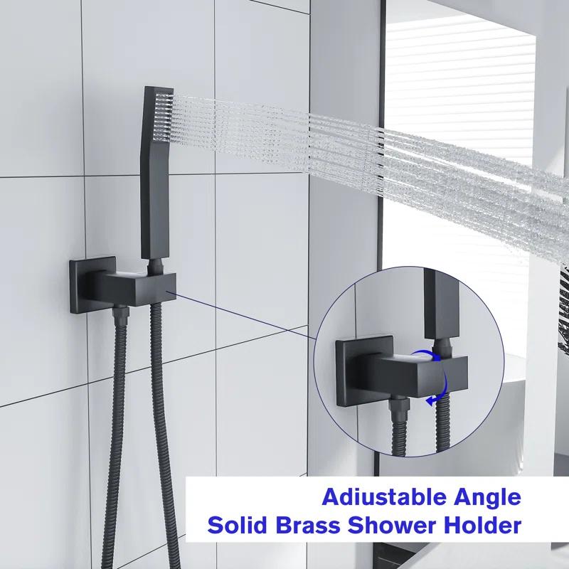 Kichae KE-KH-SLF16013-B 12 Inch Dual Shower Head Wall Mounted Shower System with Rough-In Valve