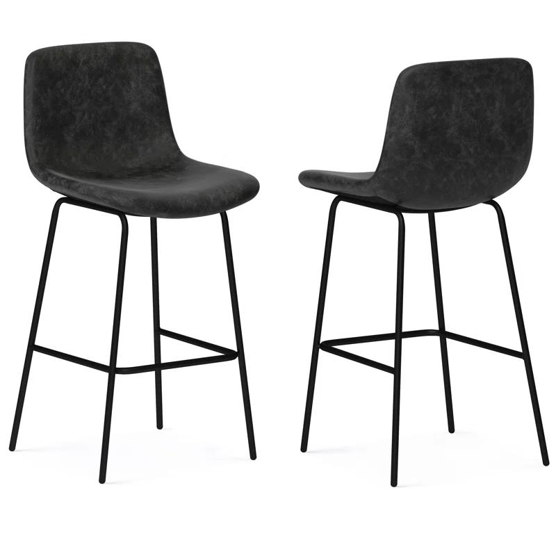 Simpli Home Jolie Upholstered Vegan Faux Leather Contemporary Counter Stool with Padded Bucket Seat and Footrest | Wayfair