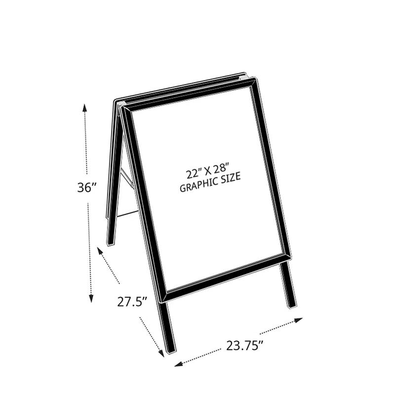 Azar Displays Small Black Slide In A-Frame Double-Sided Indoor/Outdoor Sidewalk Stand 22"W X 28"H