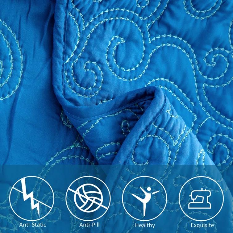 Home Soft Things 4 Piece Damask Embroidery Bedspread Set