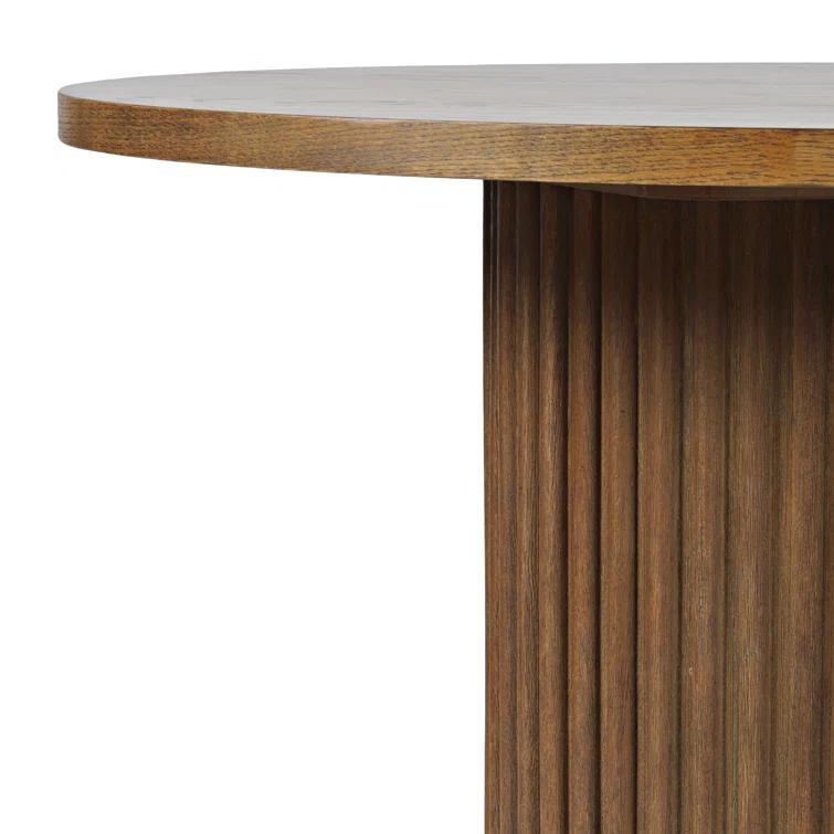 Ebern Designs Helina Round Mid-Century Modern Fluted Pedestal Base Dining Table
