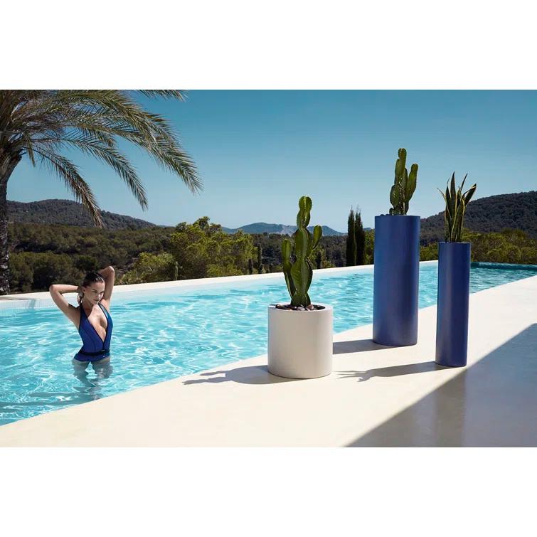 Ecru Cilindro Self-Watering Planter, 31.5" Polyethylene