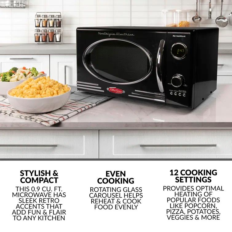 Nostalgia Retro 19" 0.9 cu ft. 800-Watt Countertop Microwave Oven