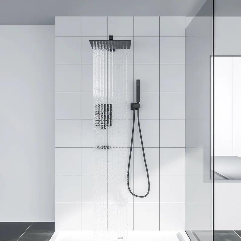 Kichae KE-KH-SLF16013-B 12 Inch Dual Shower Head Wall Mounted Shower System with Rough-In Valve
