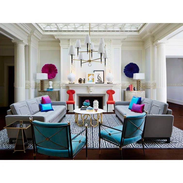 Jonathan Adler Ventana 8 - Light Fabric Dimmable Tiered Chandelier