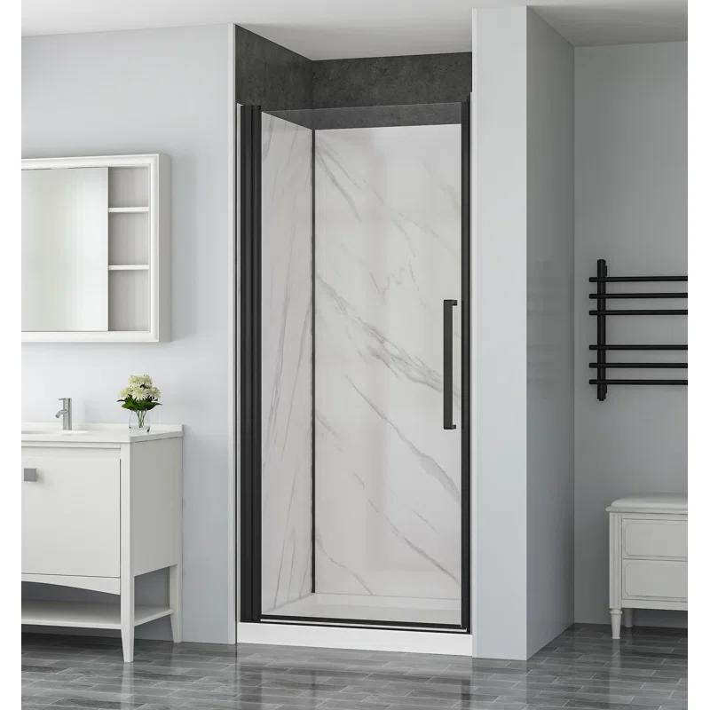 York 36" W x 79" H Alcove Reversible Shower Kit in Black with Door, Base, And Walls