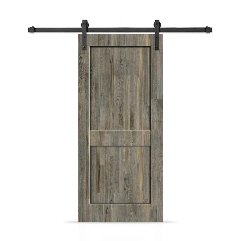 Calhome 2 Panel Shaker Stained Pine Wood Interior Sliding Barn Door with Hardware Kit