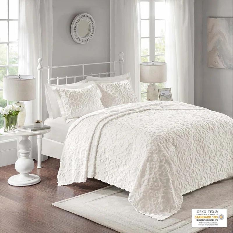 Kelly Clarkson Home Emberly Tufted 100% Cotton Sateen Coverlet Set in Farmhouse Style