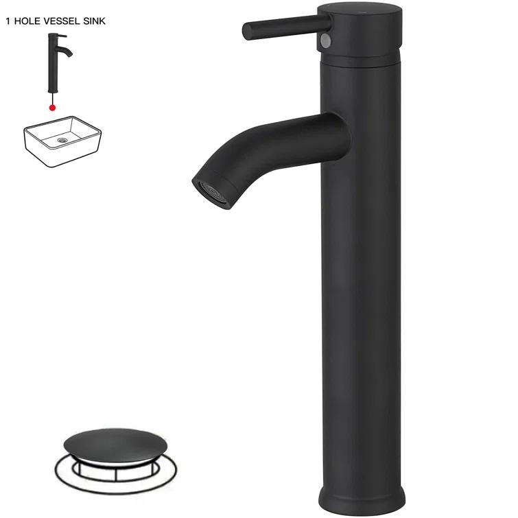 VIBRANTBATH Vessel Sink Faucet Single-handle Bathroom Faucet with Drain Assembly A-99052H-B-2