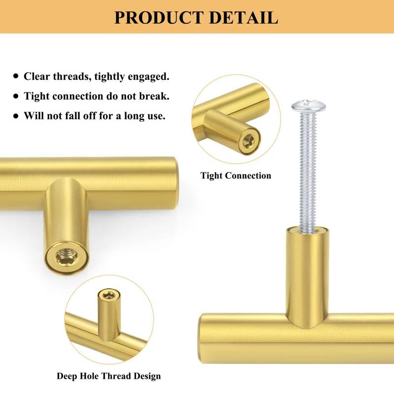 MARLIN MANUFACTURING COMPANY, INCORPORATED 30Pack 3''Hole Centers Gold Cabinet Handles-Brushed Brass Cabinet Pulls Gold Dresser Drawer Pulls-Stainless Steel Door Hardware For Kitchen Bathroom Bedroom Furniture-5''Overall Length