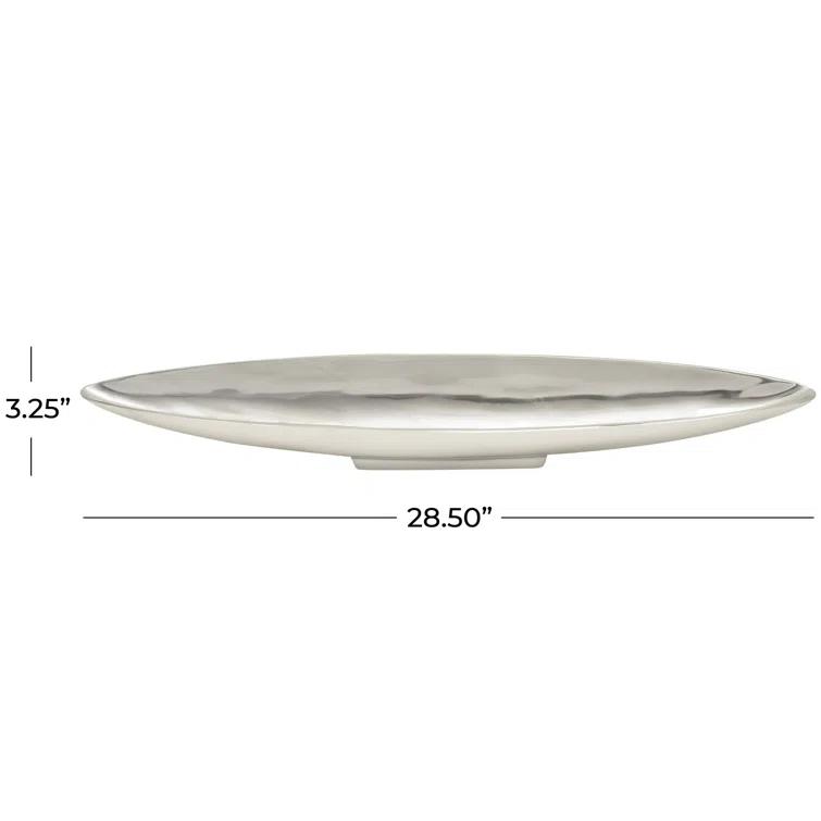 Ivy Bronx Hurtt Aluminum Metal Sleek Minimalistic Boat Decor Silver Tray