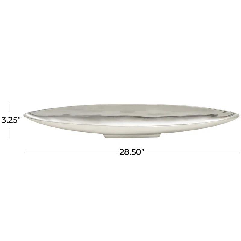 Hurtt Aluminum Metal Sleek Minimalistic Boat Decor Silver Tray