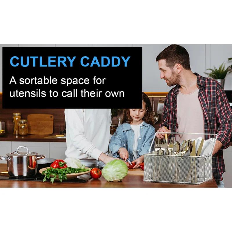 YBM Home Metal Rectangle Flatware Caddy