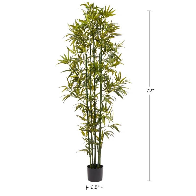 Pure Garden Artificial Bamboo Tree - 6FT Fake Plant with Adjustable Leaves and Pot - Faux Plants Indoor for Home, Restaurant, or Office Décor