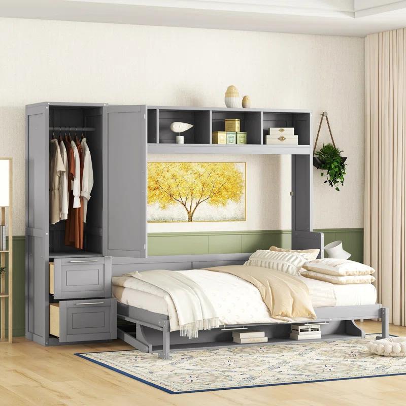 Galibens Murphy Bed Wall Bed With Closet And Drawers