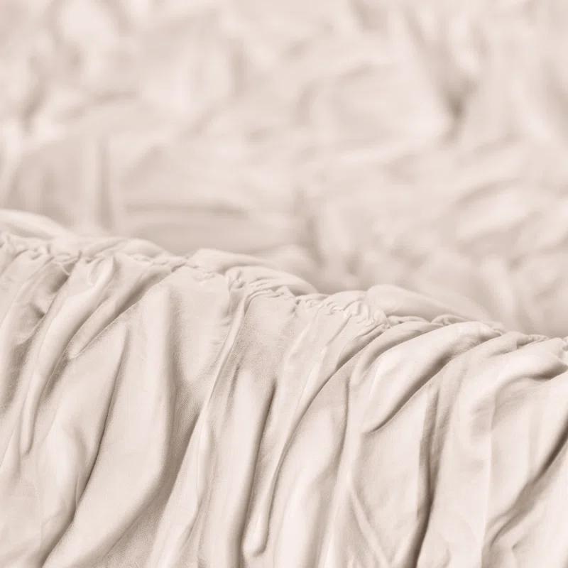 Chanasya Chanasya Ruched Ruffled Pleated Textured Washed Microfiber Duvet Set