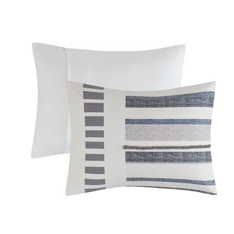 INK+IVY Serena Navy/Gray Standard Cotton 3 Piece Comforter Set
