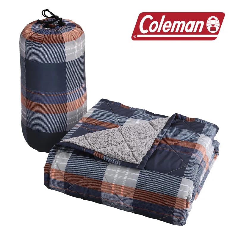 Coleman Coleman Reversible Water Resistant Nylon and Sherpa Diamond Quilted Indoor/Outdoor Throw/Picnic Blanket