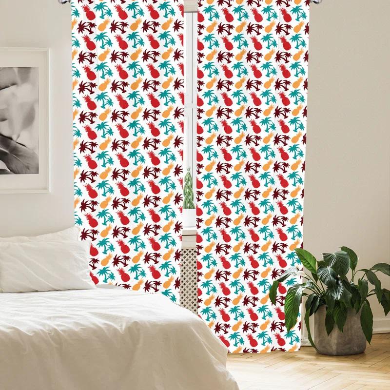 Ambesonne Pineapple Semi-Sheer Rod Pocket Sliding Panel (Set of 2)