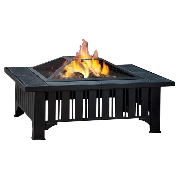 Gray Wood-Burning Free-Standing Square Fire Pit