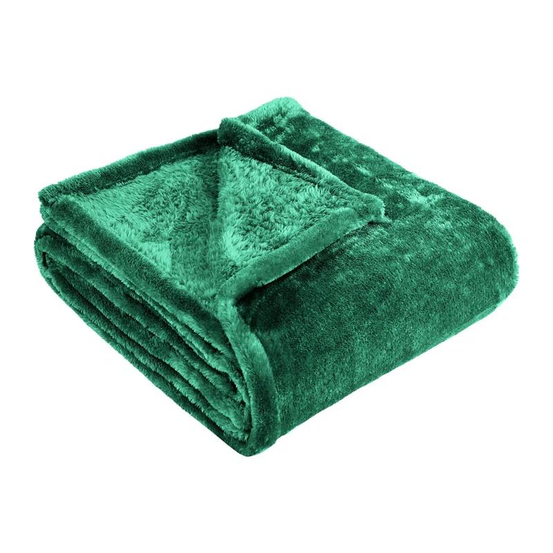 Superior Solid Polyester Reversible All-Season Fleece Throws Blanket