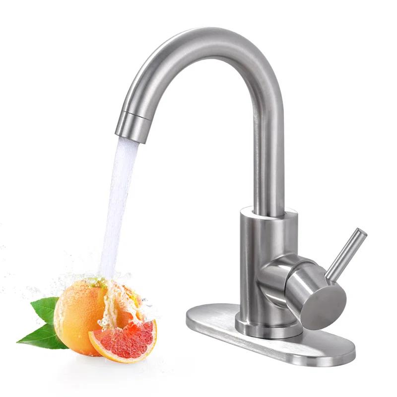 AVITAS TS14D05 Single Handle Stainless Steel Bar Kitchen Faucet With Swivel Spout And Deckplate