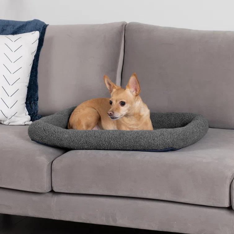 FurHaven Faux Lambswool Crate Bolster Pet Bed