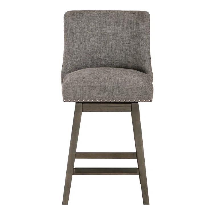 OSP Designs Granville Swivel Upholstered Counter Stool with Solid Wood Frame